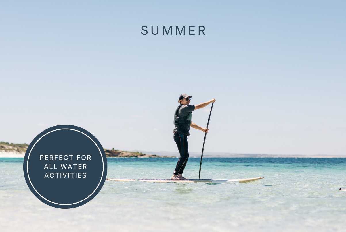 Man paddleboarding in crystal-clear waters off Louth Island’s pristine coastline during summer